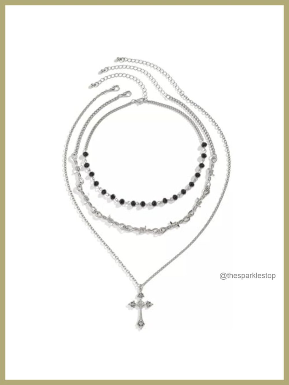 3 Piece Vintage Cross Necklace Set - Gothic Y2K Layered Necklaces -